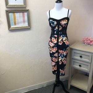 Flower dress with sheer panels